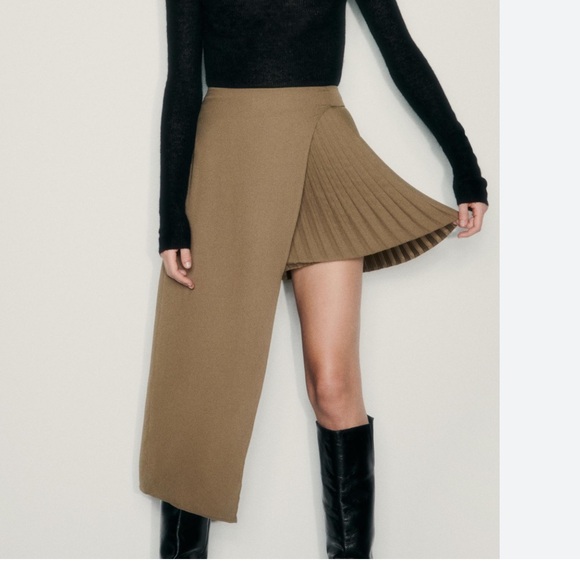 Zara Asymmetrical Skirt in Brown. - Picture 1 of 3